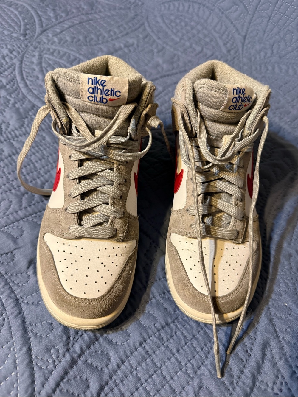 Youth Nike Athletic Club High-Top Sneakers in Beige and Red